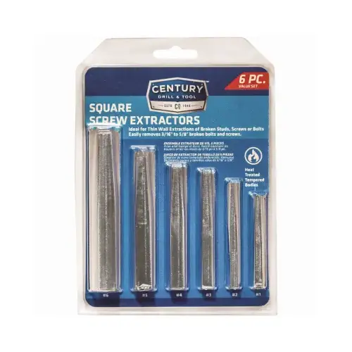 Screw Extractor Set, Square Flute, 6-Pc. Screw Extractor Set, Square Flute, 6-Pc.