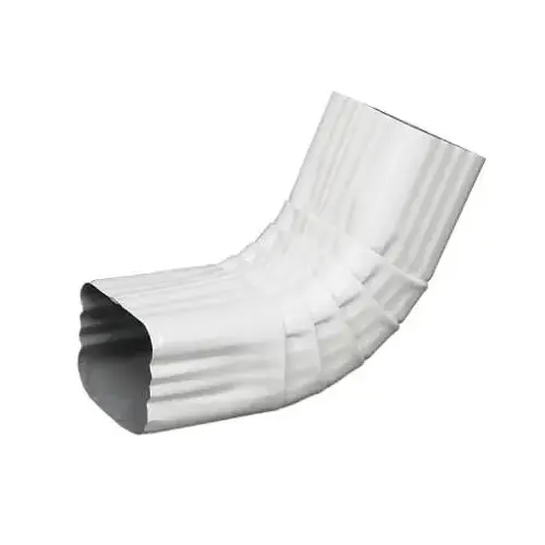 Gutter Front Elbow, Style A, 75 Degree, White Aluminum, 2 x 3 In. Gutter Front Elbow, Style A, 75 Degree, White Aluminum, 2 x 3 In.
