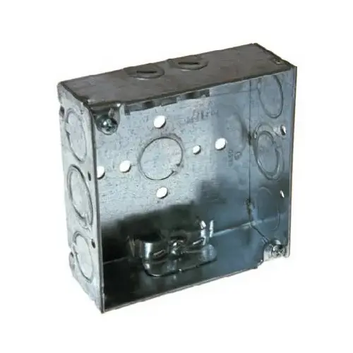 Outlet Box, 11 -Knockout, Steel, Gray, Screw Mounting