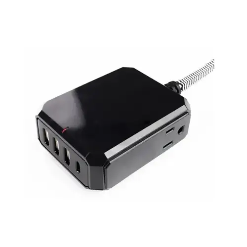 Mounted Desktop Strip, 2 Outlets, Black