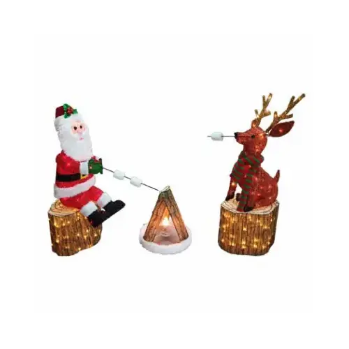 3-Pc. Santa & Reindeer Campfire Set, Red & White Bulbs 3-Pc. Santa & Reindeer Campfire Set, Red & White Bulbs