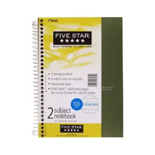 Notebook 6" W X 9-1/2" L College Ruled Spiral Assorted - pack of 12