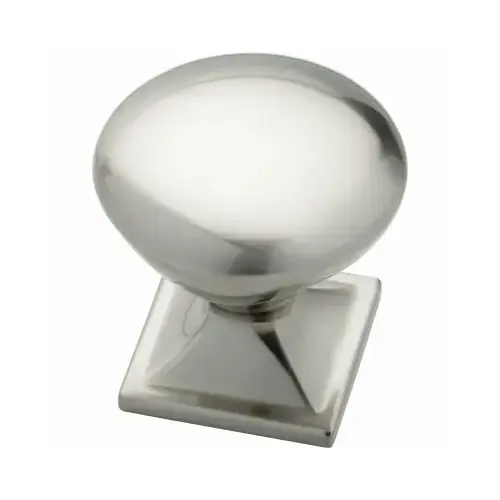 Cabinet Knob, Square Base, Satin Nickel, 1-1/4-In. Round Cabinet Knob, Square Base, Satin Nickel, 1-1/4-In. Round
