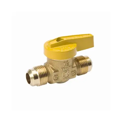 Gas Ball Valve, Brass, Flare x Flare, Brass, 3/8 x 3/8-In. Gas Ball Valve, Brass, Flare x Flare, Brass, 3/8 x 3/8-In.