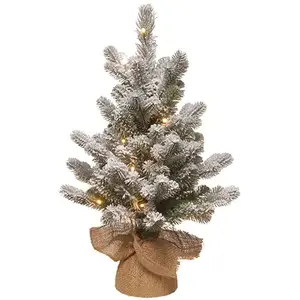 NATIONAL TREE CO-IMPORT PESL8-310-20-B Feel Real Artificial Pre-Lit Christmas Tree, Snowy Sheffield Spruce, 15 Warm White LED Lights, 16-In. x 2-Ft.
