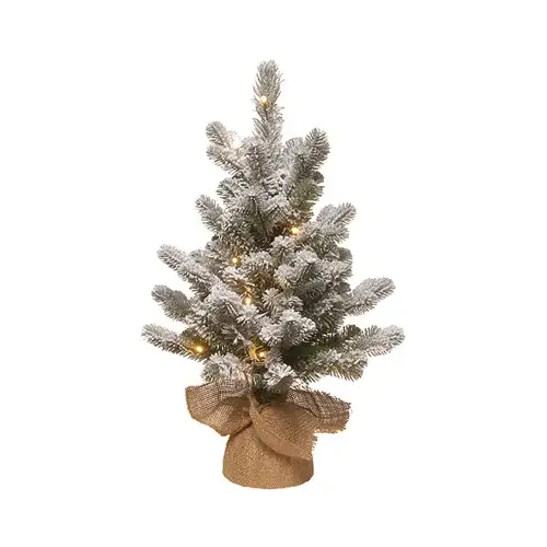 Feel Real Artificial Pre-Lit Christmas Tree, Snowy Sheffield Spruce, 15 Warm White LED Lights, 16-In. x 2-Ft. Feel Real Artificial Pre-Lit Christmas Tree, Snowy Sheffield Spruce, 15 Warm White LED Lights, 16-In. x 2-Ft.