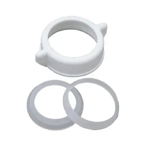 Slip Joint Nut & Washer, White Plastic, 1.25 or 1.5-In. O.D. Slip Joint Nut & Washer, White Plastic, 1.25 or 1.5-In. O.D.
