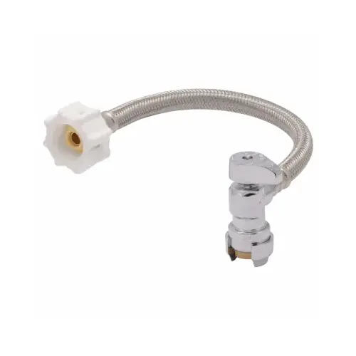 Braided Toilet Connector, Flexible, 1/2 in Inlet, 7/8 in Outlet, Stainless Steel Tubing Braided Toilet Connector, Flexible, 1/2 in Inlet, 7/8 in Outlet, Stainless Steel Tubing
