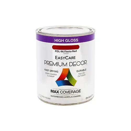 Premium Decor Fiesta Red Gloss Enamel Paint, Qt. Premium Decor Fiesta Red Gloss Enamel Paint, Qt.