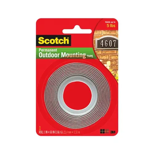 Mounting Tape, 60 in L, 1 in W, Gray