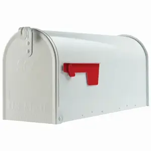 Gibraltar Mailboxes E1100W00 Elite White Medium Galvanized Steel Post-Mount Mailbox