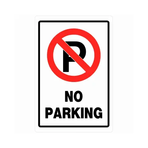 No Parking Sign, Plastic, White, Black & Red, 12 x 18-In. - pack of 5 No Parking Sign, Plastic, White, Black & Red, 12 x 18-In. - pack of 5