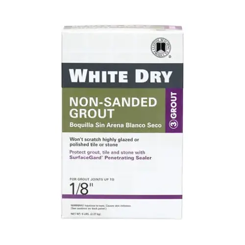 Non-Sanded Grout, Powder, Characteristic, White, 5 lb Box Non-Sanded Grout, Powder, Characteristic, White, 5 lb Box