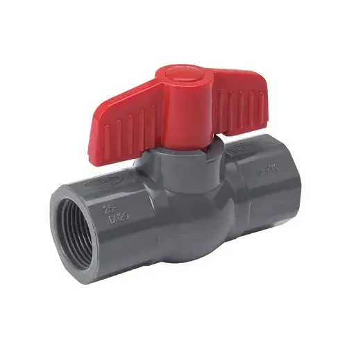 Ball Valve, 1/2 in Connection, FPT x FPT, 150 psi Pressure, PVC Body Gray Ball Valve, 1/2 in Connection, FPT x FPT, 150 psi Pressure, PVC Body Gray