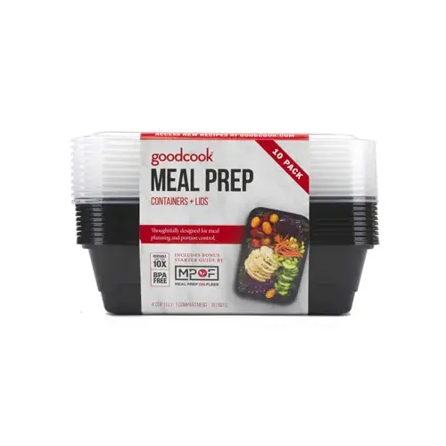 Meal Prep Containers, Breakfast, Black - pack of 10