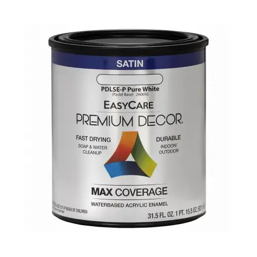 Premium Decor Enamel Paint, Satin, Pastel Base, 1-Qt. Premium Decor Enamel Paint, Satin, Pastel Base, 1-Qt.