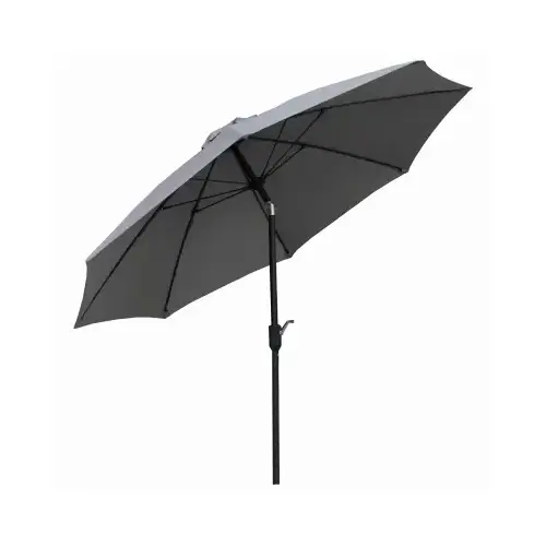 Patio Canopy Umbrella, Crank Open/Tilt, Aluminum Pole, Gray Fabric, 9-Ft. Patio Canopy Umbrella, Crank Open/Tilt, Aluminum Pole, Gray Fabric, 9-Ft.