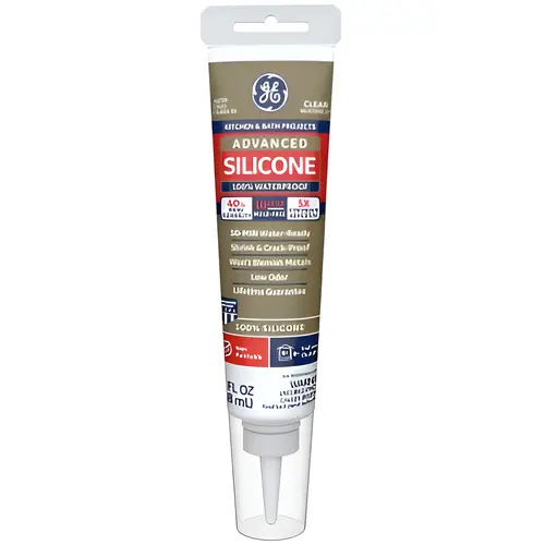 Advanced Silicone 2 Kitchen & Bath Sealant , Clear, 2.8-oz. Squeeze Tube