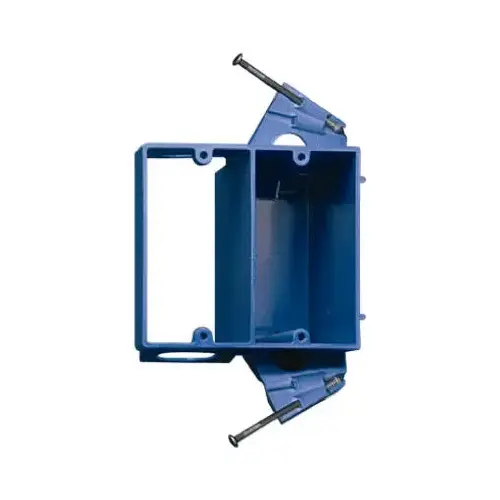 Outlet Box, 3.69 in L, 4.04 in W, 2 -Gang, PVC, Blue Outlet Box, 3.69 in L, 4.04 in W, 2 -Gang, PVC, Blue