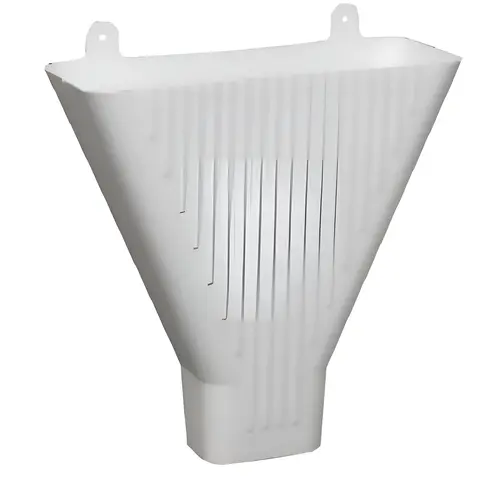 Funnel For 2 X 3-In. Downspout, Plastic Material, 9" Length, 9" Width, 3.25" Height, White Finish
