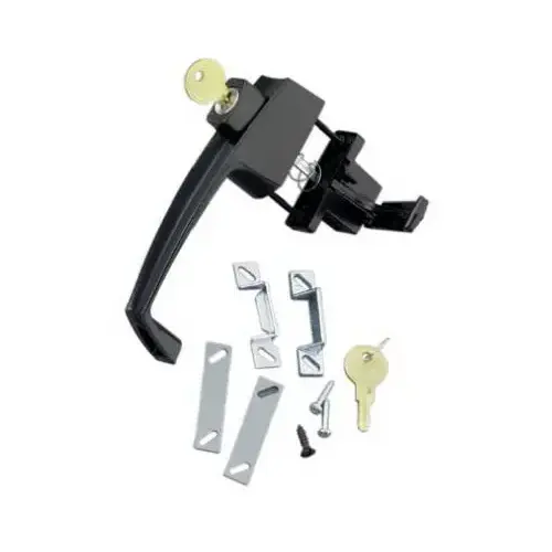 Keyed Button Door Latch, Out Swinging, Black Keyed Button Door Latch, Out Swinging, Black