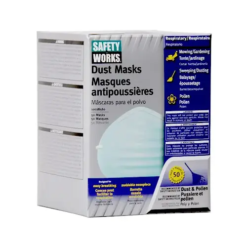 Non-Toxic Dust Mask, One-Size Mask, Polyester Facepiece, Green - pack of 50