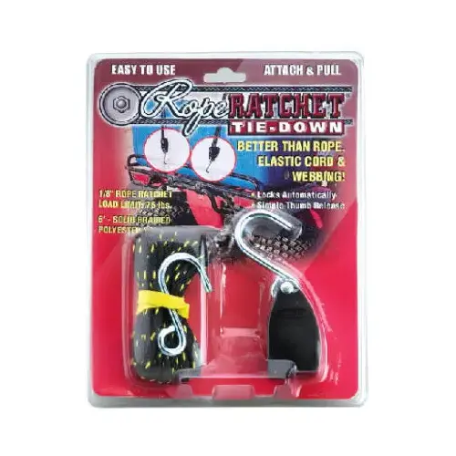 Rope Ratchet Tie Down, 1/8-In. With 6-Ft. Rope & Hook Rope Ratchet Tie Down, 1/8-In. With 6-Ft. Rope & Hook