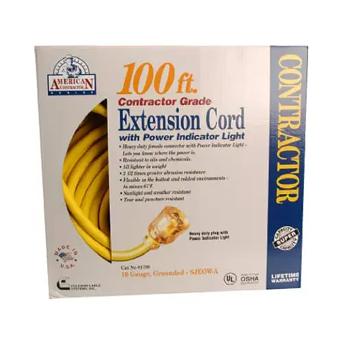 100 ft. 10/3 SJEOW Outdoor Heavy-Duty T-Prene Extension Cord with Power Light Plug Yellow - pack of 3 100 ft. 10/3 SJEOW Outdoor Heavy-Duty T-Prene Extension Cord with Power Light Plug Yellow - pack of 3