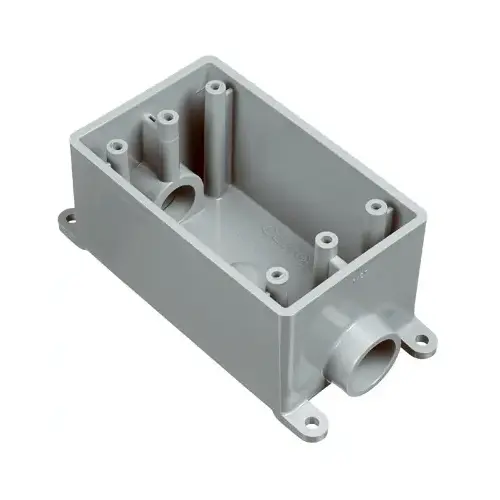 1-Gang PVC Molded Rigid Non-Metallic Dead-End Termination Wall Box, 1 In. Outlet Gray