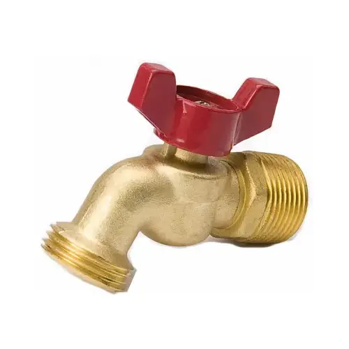 Hose Bibb, 3/4 x 3/4 in Connection, MPT x Male Hose, 125 psi Pressure, Brass Body, Antique