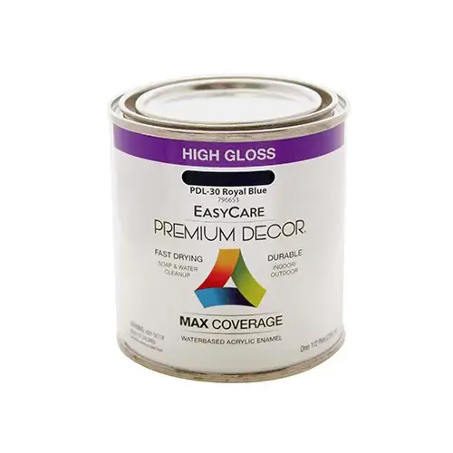 Premium Decor Royal Blue Gloss Enamel Paint, 1/2-Pt. Premium Decor Royal Blue Gloss Enamel Paint, 1/2-Pt.