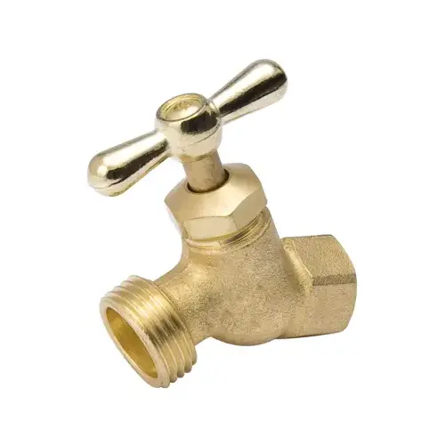 Hose Bibb, 1/2 x 3/4 in Connection, FPT x Male Hose, 125 psi Pressure, Brass Body Hose Bibb, 1/2 x 3/4 in Connection, FPT x Male Hose, 125 psi Pressure, Brass Body