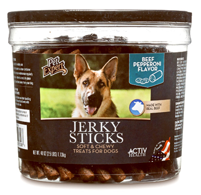 Sunshine Mills 07108 Dog Treats, Beef & Pepperoni Jerky Sticks, 40-oz. Tub