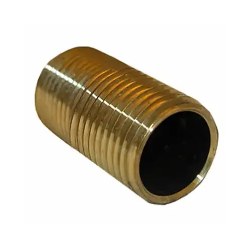 Pipe Fitting, Brass Nipple, Lead-Free, 1/2 MPT x 1-1/8-In. Close Pipe Fitting, Brass Nipple, Lead-Free, 1/2 MPT x 1-1/8-In. Close