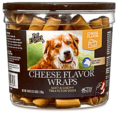 Sunshine Mills 07106 Dog Treats, Cheese Flavor Wraps, 40-oz. Tub