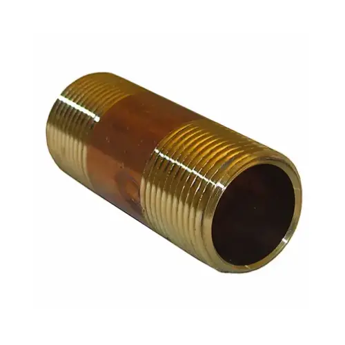 Pipe Fitting, Brass Nipple, Lead-Free, 3/4 MPT x 2-In. Long Pipe Fitting, Brass Nipple, Lead-Free, 3/4 MPT x 2-In. Long