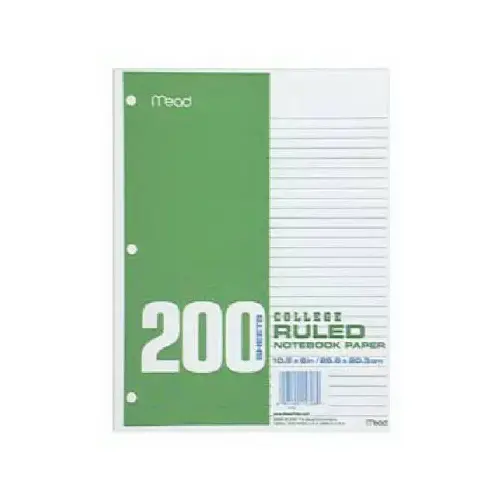 College-Ruled Filler Paper, White, 10.5 x 8-In., 200-Ct. College-Ruled Filler Paper, White, 10.5 x 8-In., 200-Ct.