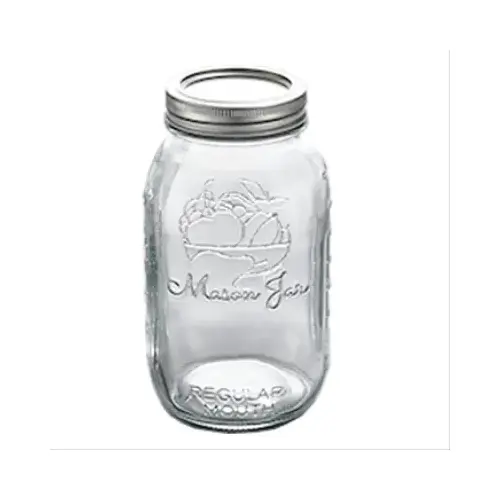Canning Jars, Glass, Regular Mouth, Quart pack of 12