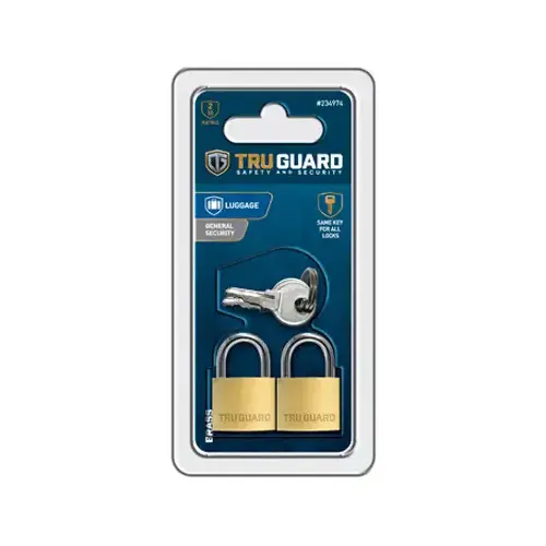 Keyed-Alike Padlocks, Solid Brass, 3/4-In Pair