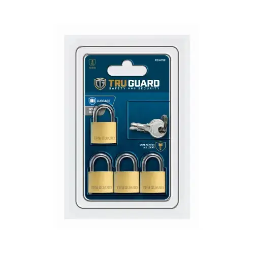 Keyed-Alike Padlocks, Solid Brass, 3/4-In - pack of 4