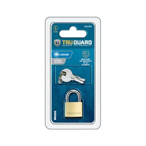Keyed Padlock, Solid Brass, 3/4-In.