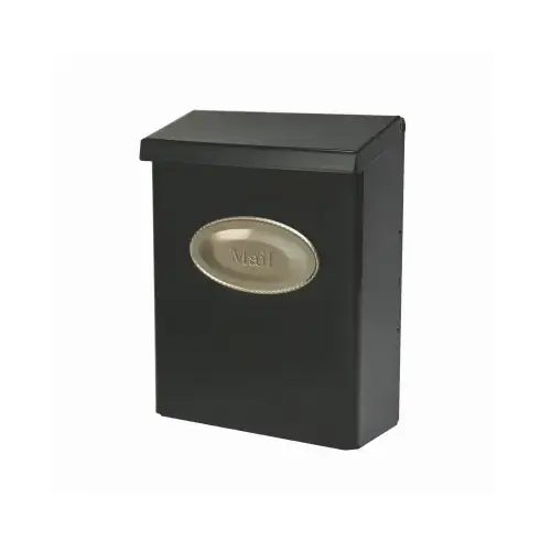 Designer Vertical Wall Mount Mailbox, Concealed Lock, Medium, Black Steel + Satin Nickel Designer Vertical Wall Mount Mailbox, Concealed Lock, Medium, Black Steel + Satin Nickel