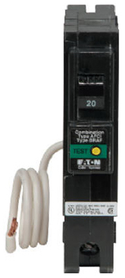Eaton BRN120AF Circuit Breaker, Type BR, 20 A, 1 -Pole, 120/240 V, Instantaneous, Long Time Trip, Pigtail Mounting