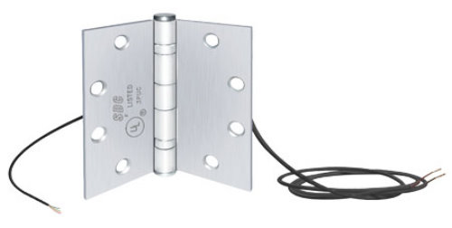 SDC PTH-4Q Power Transfer Hinge, 4 Wire 1 Amp, 26 AWG (Gauge), 4.5" x 4.5", 5ft Lead, 626/US26D Satin Chrome