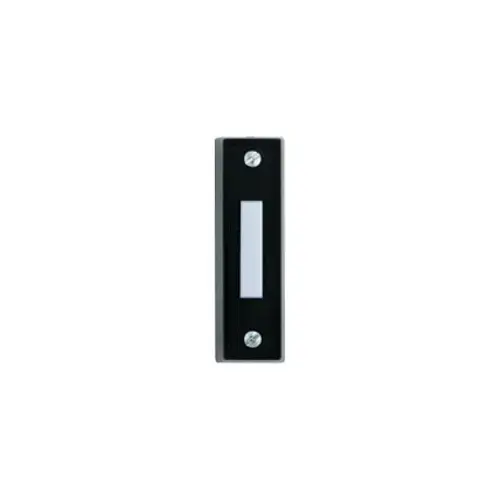 Pushbutton, 2-3/4" L x 3/4" W x 5/8" H, Up to 30VAC/DCBlack with White Bar, Plastic Black with white bar moulded plastic button