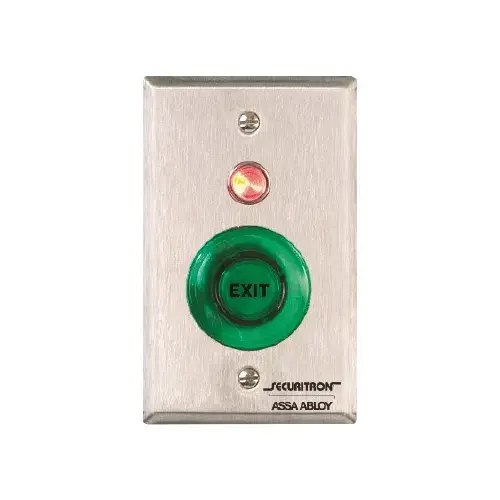 Push Button Alternate; Single Gang; DPST; Illuminated with Red / Green Lens Satin Stainless Steel Finish