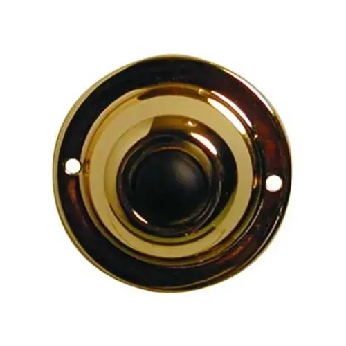 Pushbutton, 1-3/4" Diameter, 30VAC/DC, Bright Brass, Black Button Polish Solid brass button with a black center