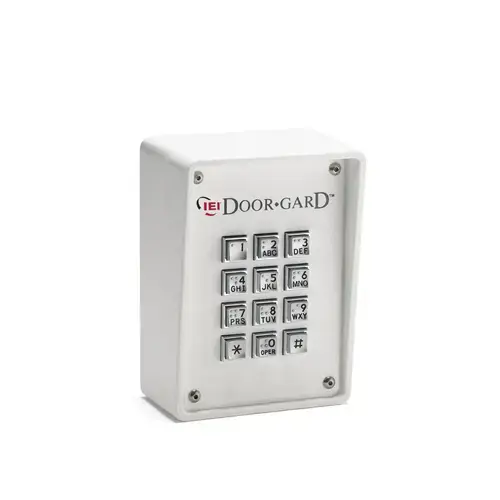 Indoor/Outdoor Surface-Mount Ruggedized Keypad, 120 Users, Surface Mount Vandal Resistant Design, Weather Resistant Self-Contained Metal Housing, Durable Metal Braille Alpha-Numeric Keys, 1 SPDT 2 amp Relay and 3-1 amp SPDT Access Relays
