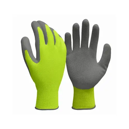 Work Gloves, Latex Honeycomb, Hi-Viz Yellow, Men's Large - pack of 6