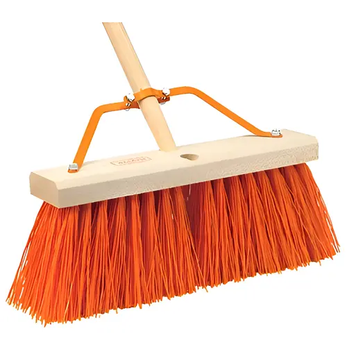 16" W. X 67" L. Wood Handle Street Push Broom, Synthetic Bristle Material, 16" Broom Head Width, 60" Handle Length